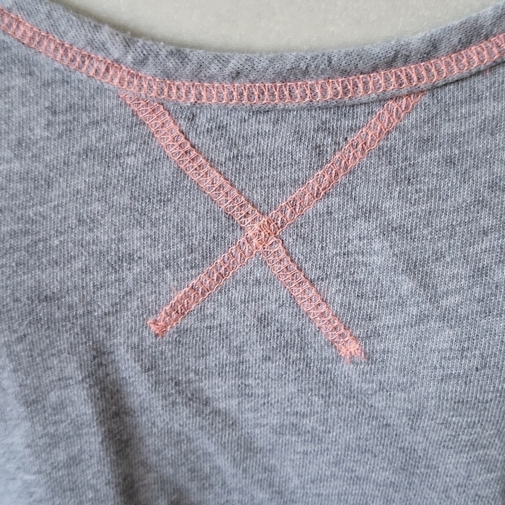 Maurices mixed material heather gray and hot coral colored sheer back tee - Picture 8 of 15